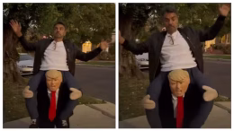 eugenio derbez con disfraz de trump